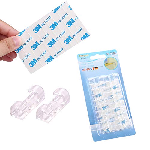 Clip Fermacavi da Parete con Adesivo e Viti Supporto di Fissaggio per l'organizzazione Cavi di TV/PC/USB, Ideale per Casa o Ufficio, 40 Pezzi (trasparente)