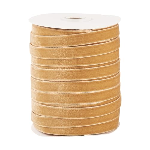 Pandahall 50 Yards Golden Velvet Ribbon 3/8 Inch...