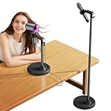 Hair Dryer Stand Hands Free With Anti-Slip Stable Base, Aluminum Alloy ,Adjustable Height 17 - 51 Inch,Blow Dryers Hairdryer Holder for Families & Pet Grooming & Salon Use Hair Dryer Holder（Black）