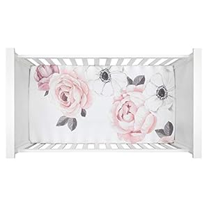 Lambs ivy floral garden watercolorpink linen 5 piece baby crib bedding set  urban country home decor
