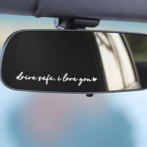 Image of 3Pcs Rearview Mirror Decal Car Window Decals For Women Auto Stickers Accessories Valentines Day Gifts Drive Safe, I Love You Water Bottle Stickers Suitable for Motorcycle Bumper(White)