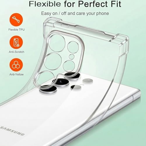 Image of Fashionury 3D Raised Transparent Crystal Clear Back Cover for Samsung Galaxy S25 Ultra | Shockproof Design | Anti-Slip Grip | Camera Protection | 360 Degree Protection Mobile Case
