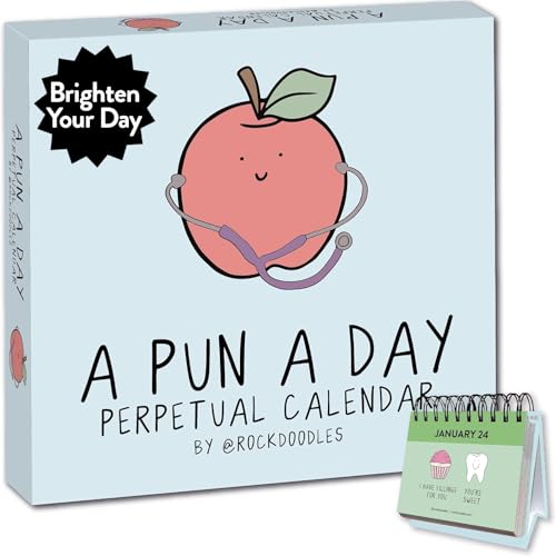 rockdoodles Perpetual Daily Pun Calendar | 365 Hilarious Puns for Home or Office, Wordplay to Brighten, Amuse, and Entertain Every Day of The Year | Great Gift for Pun Lovers, Coworkers, & Friends