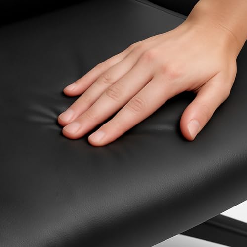 Sedia Poltrona Gaming Scrivana Ufficio Casa in Ecopelle Schienale Reclinabile Cuscino Lombare Poggiatesta Rotazione 360 Gradi Direzionale Altezza Regolabile 5 Ruote con Poggiapiedi (Black) - Sedia gaming - Immagine 4