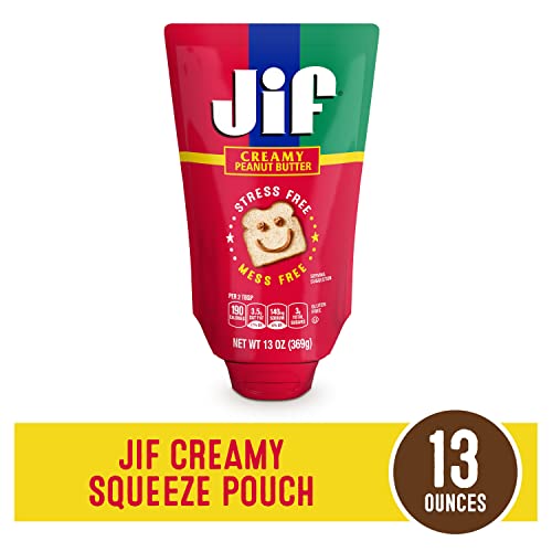 Jif Squeeze Creamy Peanut Butter, 13 Ounces, Smooth, Creamy Texture, Portable Peanut Butter Pouch #TOP1