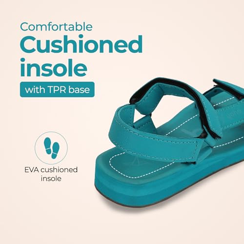 Image of YOHO EVA Sandals for Women | EVA sole | Comfortable cushioned sole with TPR base | Lightweight | Soft skin friendly straps | Adjustable straps | Velcro closure | Vibrant colour options