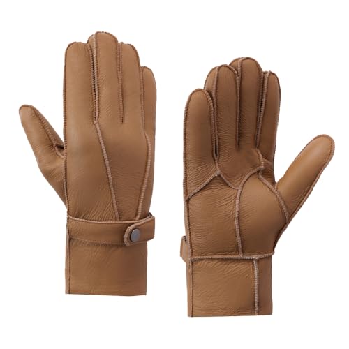 Gants en cuir hommes MGGMOKAY anti mains froides grâce à la doublure polaire