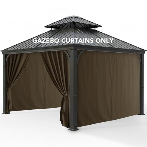 RichSets Gazebo Curtains Outdoor Waterproof with Zipper 4-Panel