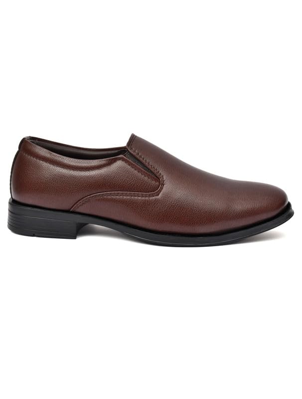 Image of WUSQA Enterprises Men's Leather Formal Shoes | Classic Pull-On Dress Shoes for Office, Business, Party & Wedding | Durable & Comfortable Footwear