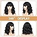 yumtaro Pastel Black Wavy Bob Wig for Women, Short Shoulder Length Synthetic Wig with Bangs, Natural Looking Lightweight Hairpiece for Daily Wear & Cosplay Costume Party