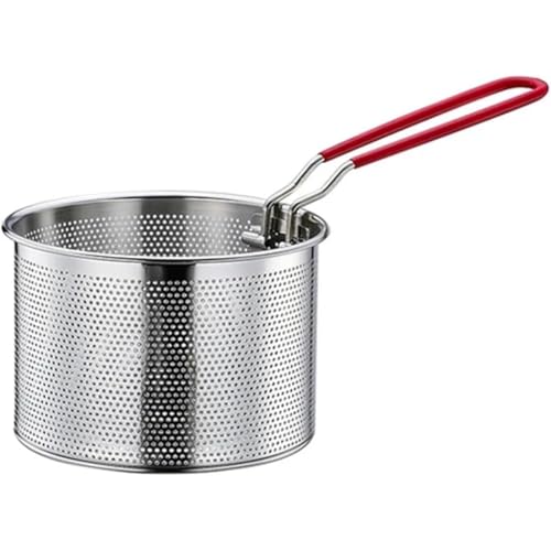 Little Lorien Edelstahl Frittierkorb mit abnehmbarenpasta sieb für topf edelstahl siebkorb & frittiersiebfrittierkorb für topf für Küche Pommes Gemüse & Nudelnplatzsparend (18 cm)