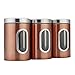 Aoresac 3PCS Barattoli Cucina Rotonda,Barattoli Acciaio Inossidabile 1.5L Contenitori con Finestra Anteriore, Contenitori per Cibi con Coperchio per Tè, Cereali,Frutta secca (Marrone1)