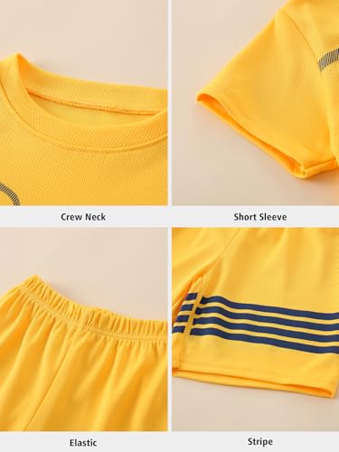 Image of Boys Clothes Short Set 6 Piece Outfit Athletic T-Shirt and Quick Dry Shorts Kids Summer Clothing Set Size 3-14