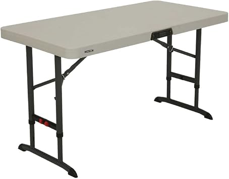 Lifetime Nesting 80823 Adjustable Rectangular Folding Table 122 cm for 4 People Beige