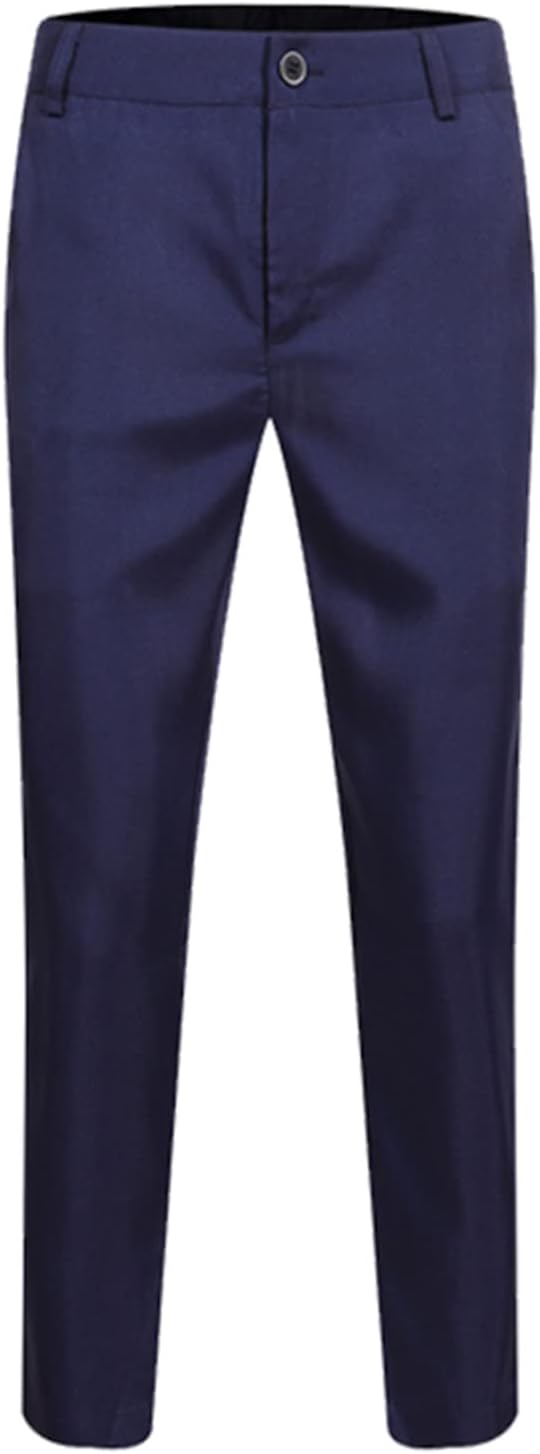 Men's Solid Suit Pants One Button Trousers for Daily Casual Uniform