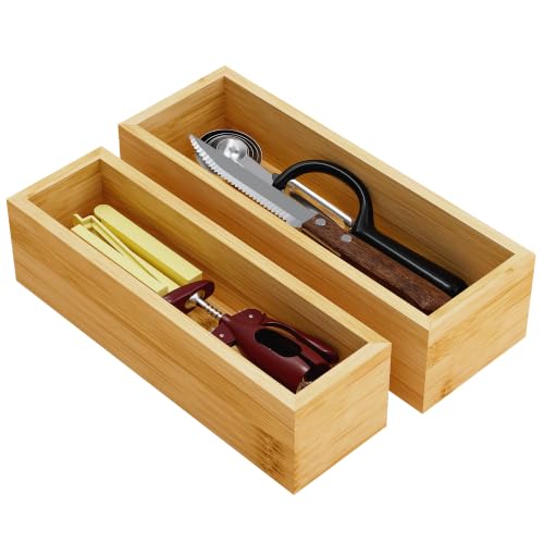 Bamboo Drawer Organizer Trays, Set of 2