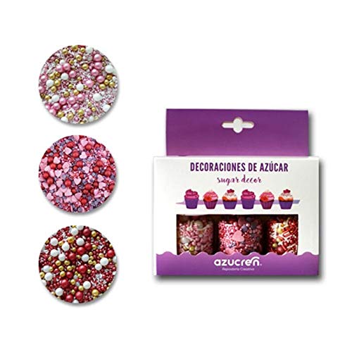 Set de 3 botes de Sprinkles para decorar pasteles, tartas, cupcakes... (Suave/ Para siempre/ Red velvet)