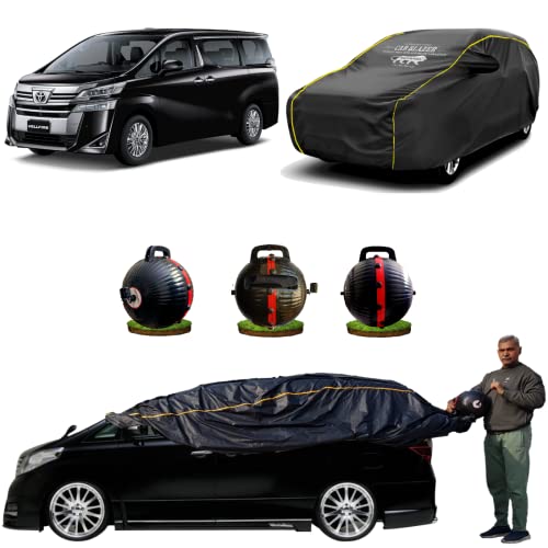 Image of CARBLAZER Portable & Semi-Automatic Full Body Car Covers: Heavy Duty Device| Anti-Theft| Dust & Scratch Proof | Water & Wind Resistant|Custom Fit| Dual-Side Cover, Compatible for Toyota VellFire