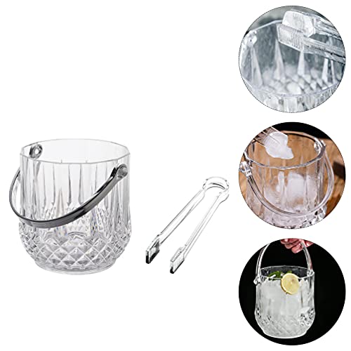 Cabilock Plastic Ice Bucket Clear Plastic Ice Bucket With Ice Tongs Ice Tub Champagne Chiller Wine Bottle Chiller Ice Container For Party Bar Clear Ice Bucket #TOP6