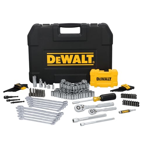 DEWALT 142 Piece Mechanics Tool Set, 1/4 Inch and 3/8 Inch Drive, SAE and Metric (DWMT45425)