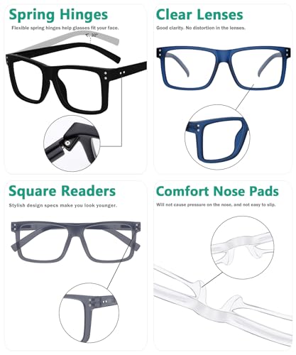 Image of Eyekepper 1.75 Reading Glasses for Men, Oversized Readers Women, 4 Pack | Stylish Mens Womens Cheaters,Large Fashion Reader Eyeglasses,All-Day Comfort Spring Hinges,Scratch Resistant Work /Crafts