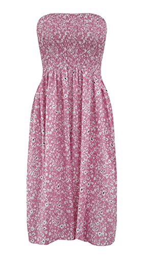 Image of Zyyfly Tube Top Dress Women Summer Beach Coverup Stretch Smocked Strapless Dress