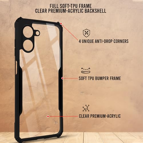 Image of Jkobi Hybrid Back Cover Case for Tecno Spark Go 3 (Shockproof with Polycarbonate Clear Panel | Professional Black)