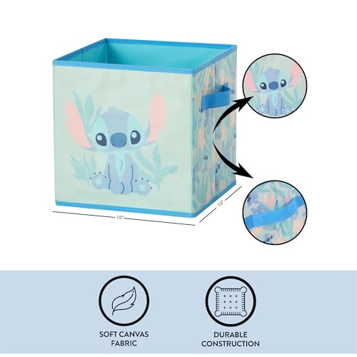 Image of Stitch Storage Cubes Set of 2 Durable Fabric Bins with Handles, 10 inchx10 inchx10 inch Collapsible Cube Organizers