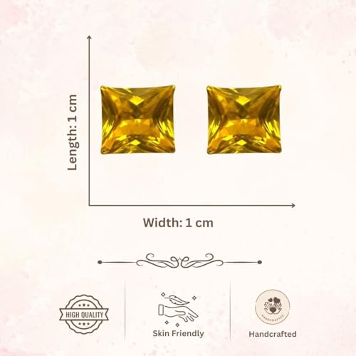 Image of ACCESSHER Gold-Tone Square Contemporary Stud Earrings | Fashion Jewellery, Valentine Gift for Girlfriend | Trendy Earrings for Women and Girls