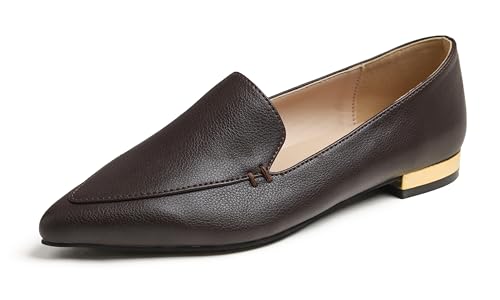 Image of FEVERSOLE Women's Loafer Flat Pointed Deco Low Heel Fashion Slip On Dress Driving Office Shoes
