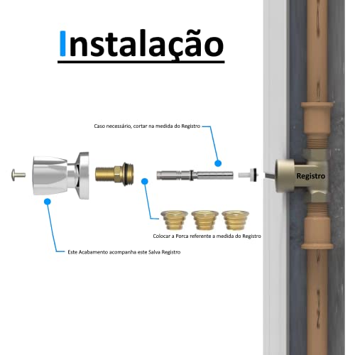Kit Reparo Salva Registro Pressão Chuveiro 7x1 Universal C50 Cor:Amarelo/Cromado