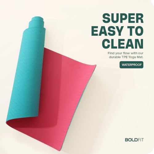 Image of Boldfit Yoga Mat for Women and Men TPE Material Extra Thick Exercis for Men for Workout, Yoga, Fitness, Exercise Mat Anti Slip Mat,6mm Gym Mat