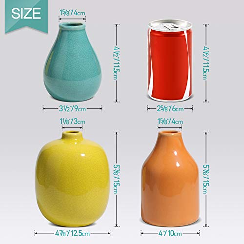 Oppsart Ceramic Vases For Decor Set Of 3, Colorful Decorative Vases For Farmhouse Fireplace, Modern Small Centerpieces Floral Decoration For Home Office Living Room Shelf Table, Rustic Style #TOP5