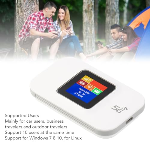 Image of Mobile WiFi Hotspot Router 4G Portable WiFi 1.44in Color Screen Mobile Hotspot Router with Micro SIM Card Slot for Phone Tablet Laptop (White)