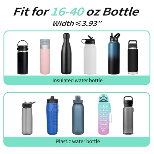Image of 32 oz 40 oz Water Bottle Sleeve, Insulated Sport Water Bottle Holder with Strap & Paracord Handle, Flask Carrier Sling Bag with 4 Pockets for Walking Hiking-Wild Rose
