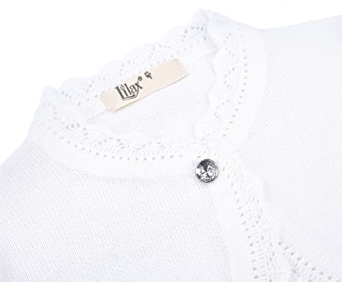 Lilax Baby Girls' Knit Long Sleeve Button Closure Bolero Cardigan Shrug 9-12 Months White #TOP5