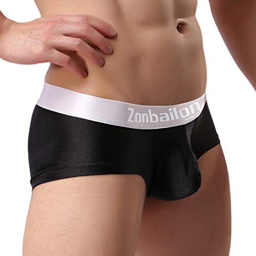 ZONBAILON Men's Sexy Underwear Bulge Pouch Ice Silk Underpants Low Rise Trunks Short Leg Boxer Briefs4