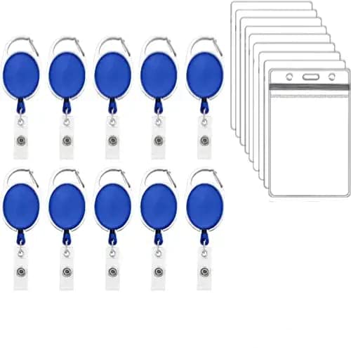 Dotpot Heavy Duty Retractable Badge Holder with Waterproof Zip Lock Vertical ID Card Holders for Office ID Cards (Blue - Pack of 10) (B09WH8FX8W) Amazon Price History, Amazon Price Tracker