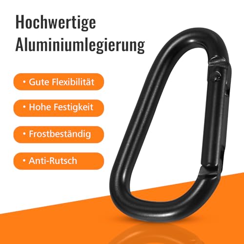 Karabinerhaken Klein 12 Stück, Mini Karabiner Geeignet für Rucksäcke, Gürtel, Hängende Gegenstände usw, Aluminiumlegierung Kleine Karabiner Schwarz