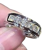 2 Ct Round Cut Diamond Men's Wedding Band Ring, 14k White Gold Finish, Channel Set, Real Silver (White, 6)