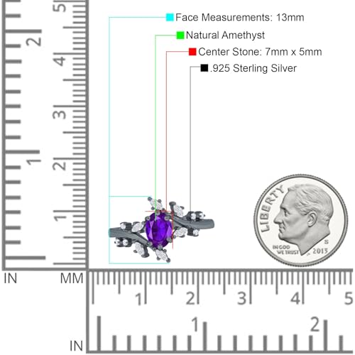 OMRANII Art Deco Oval Natural Amethyst Leaf Style Marquise CZ Wedding Engagement Ring 925 Sterling Silver Gifts For Her4