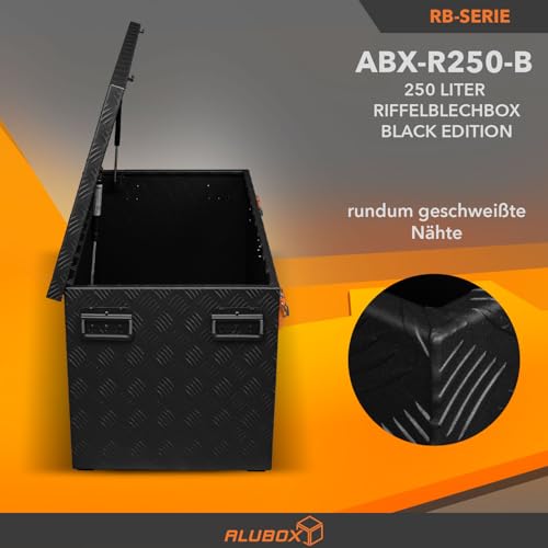 Alubox STRONG - BLACK EDITION ABX-R250 Aluminium Transportkiste aus 3mm Riffelblech 250 Liter in schwarz