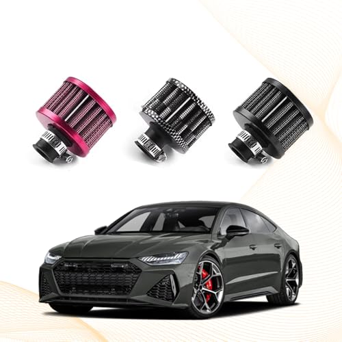 QBOONPT Car Air Filter, 0.47 Inch Cold Air Intake Filter Breather, Air Filter Valve Cover Crankcase Breather Filter for Cars, Motorcycles, Off-road Vehicles(Black)