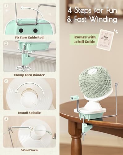 Image of Adhafera Yarn Winder, Ball Winder for Crocheting, Yarn Spinner for Knitting | 4oz, Durable ABS Plastic, Manual, Easy to Use, Quick Install, Protable, The Helper for Yarn Collection Lovers