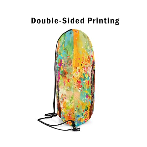 Image of jejeloiu Cute Black Drawstring Backpack 13x15.7inch African American Waterproof Gym Drawstring Bags Colorful Sports String Backpack Beach Swim Travel Bag Sackpack