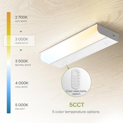 Image of ASD LED Under Cabinet Lighting Hardwired, 9 Inch 4W 2700K-5000K Selectable, 337LM, CRI90+, Direct Wire Linkable Under Counter Lights for Kitchen, Dimmable Under Cabinet Lights, White, UL Certified