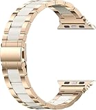 Wearlizer Cinturino compatibile con Apple Watch da 42 mm, 44 mm, 45 mm, 49 mm, cinturino alla moda da donna, in acciaio inox+chiusura in metallo di ricambio in resina, per iWatch Ultra