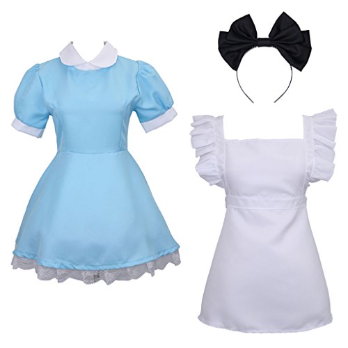 Colorful House Women Blue Maid Outfit Adult Anime Maid Dress Costume Lolita Cosplay Apron Halloween Fancy Fairytale Dress(Large, Blue) #TOP3