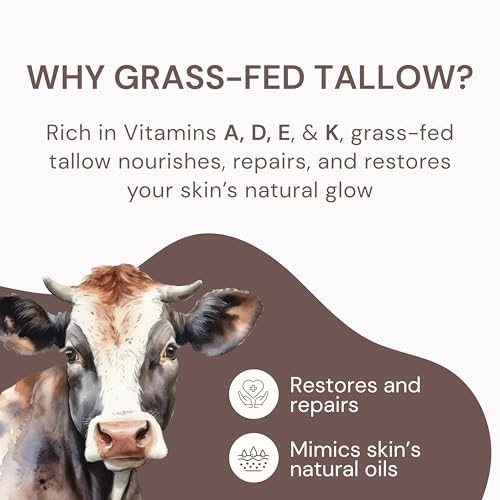 amaalé 100% Grass-Fed Whipped Tallow Cream (Unscented) - Halal-Certified Beef Tallow for Skin with Organic Raw Honey, Olive Oil & Vitamin E - Natural Face & Body Moisturizer for All Skin Types, 4 oz