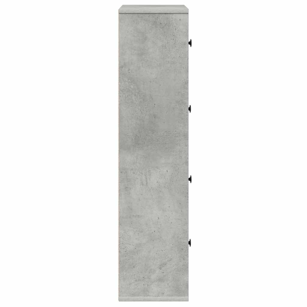 Libreria grigio cemento, 60 x 24 x 101,5 cm, in legno con porta e vano portaoggetti, ideale per soggiorno, studio o biblioteca, per raccoglitori, documenti e decorazioni